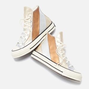 Converse Chuck 70 Hi Metallic Rainbow Pure Silver/Egret/Black 565882C Size 8